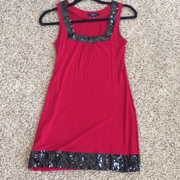 Express Dresses Red And Black Sequin Party Dress Poshmark